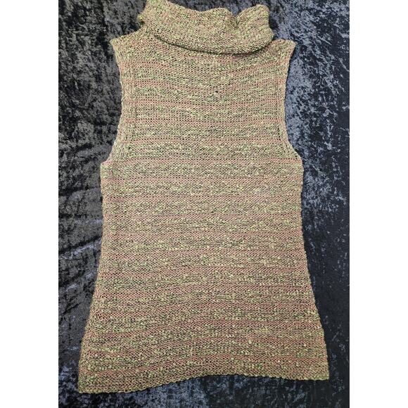 Cecile Benac Womens Turtleneck Knitted Top Brown & Green- Size Small - Picture 1 of 10